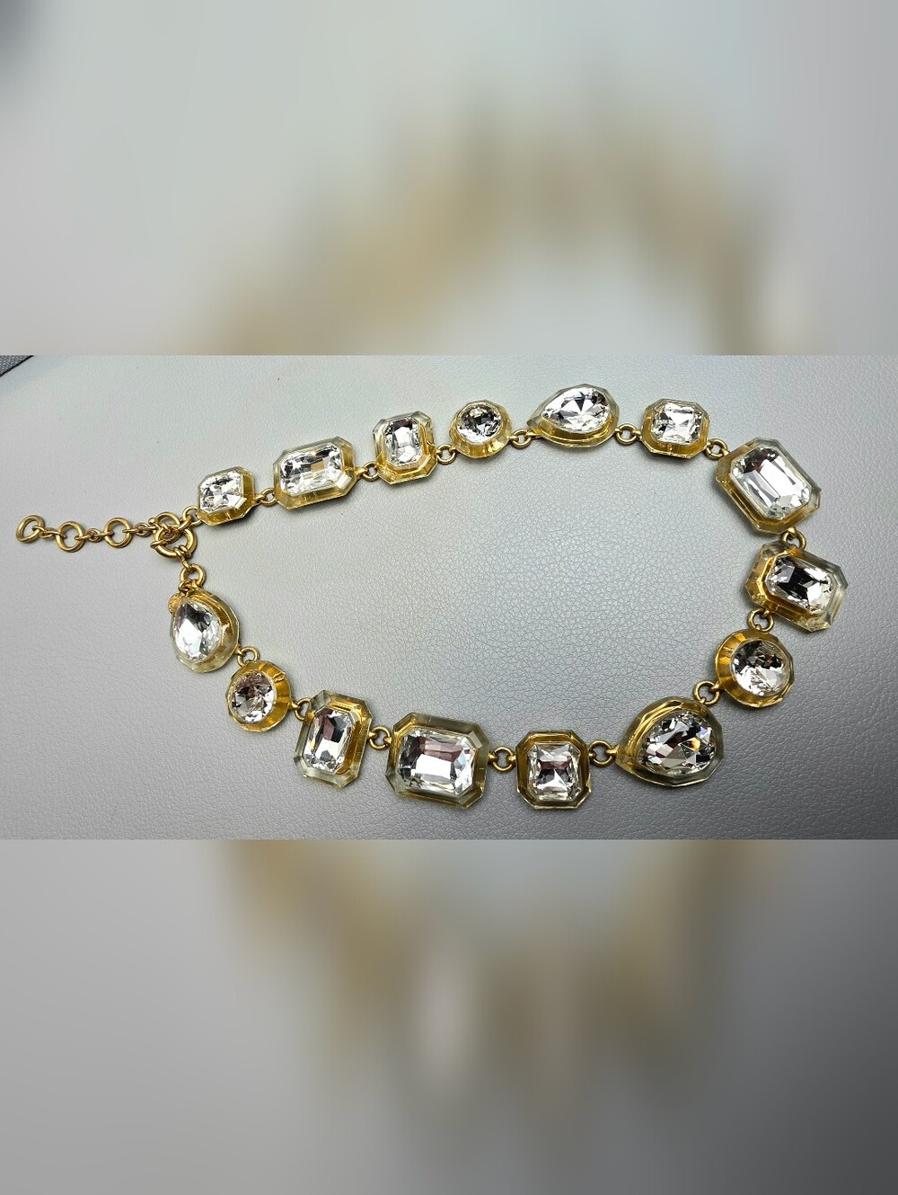 [J. Crew] Jewel Box Clear Faceted Crystal Statement Necklace - Picture 5 of 16